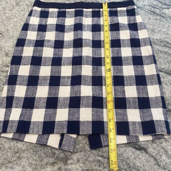 J. Crew Size 4 Navy Blue & White Gingham Check Pencil Skirt Lightweight Small - Picture 5 of 6
